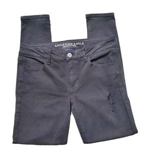 American Eagle Black Distressed Skinny Jeans